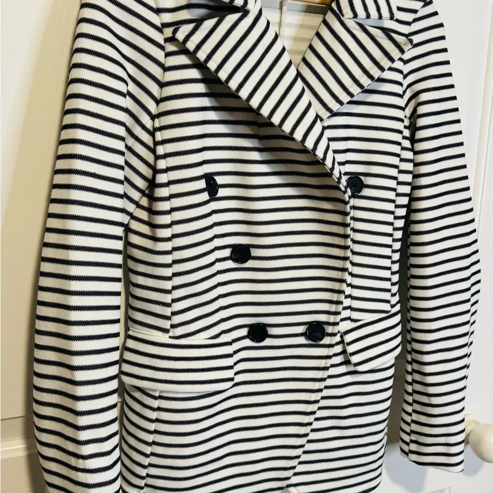 Banana Republic Striped Pea Coat in Black and White - Picture 2 of 9